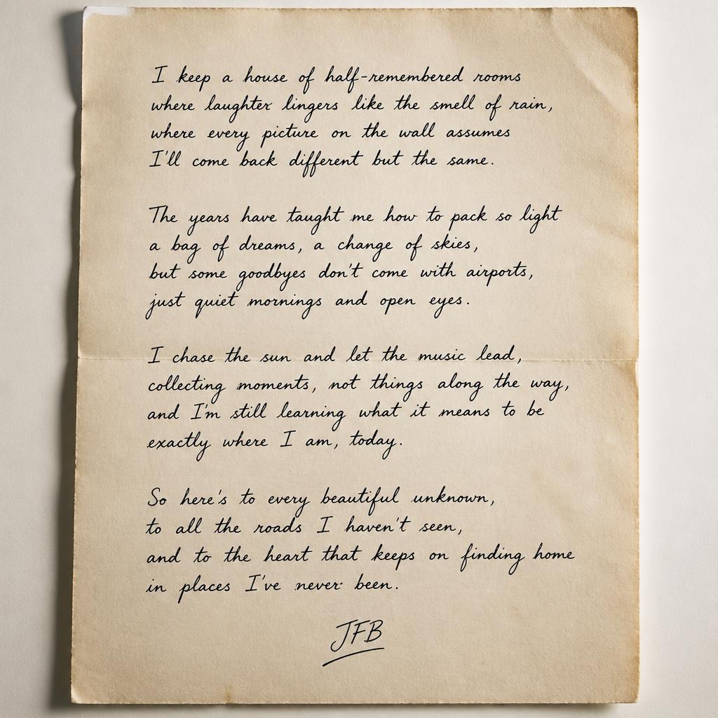 Original poem / lyrics by JFB on paper